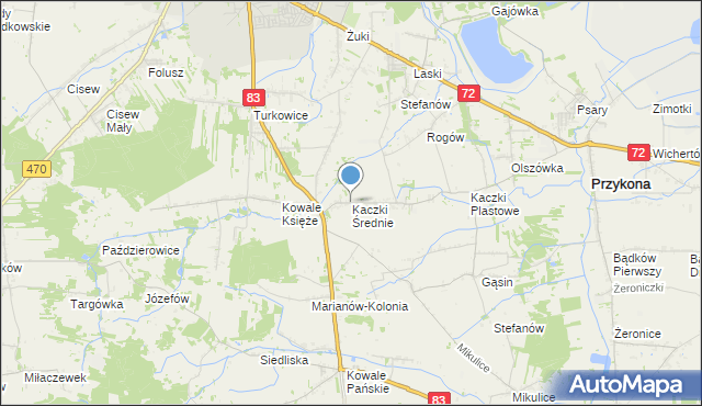 mapa Kaczki Średnie, Kaczki Średnie na mapie Targeo